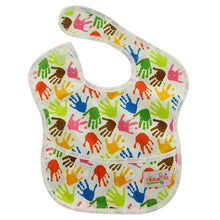 small-brown-red-blue-green-pink-yellow-hand-stamped-waterproof-bib